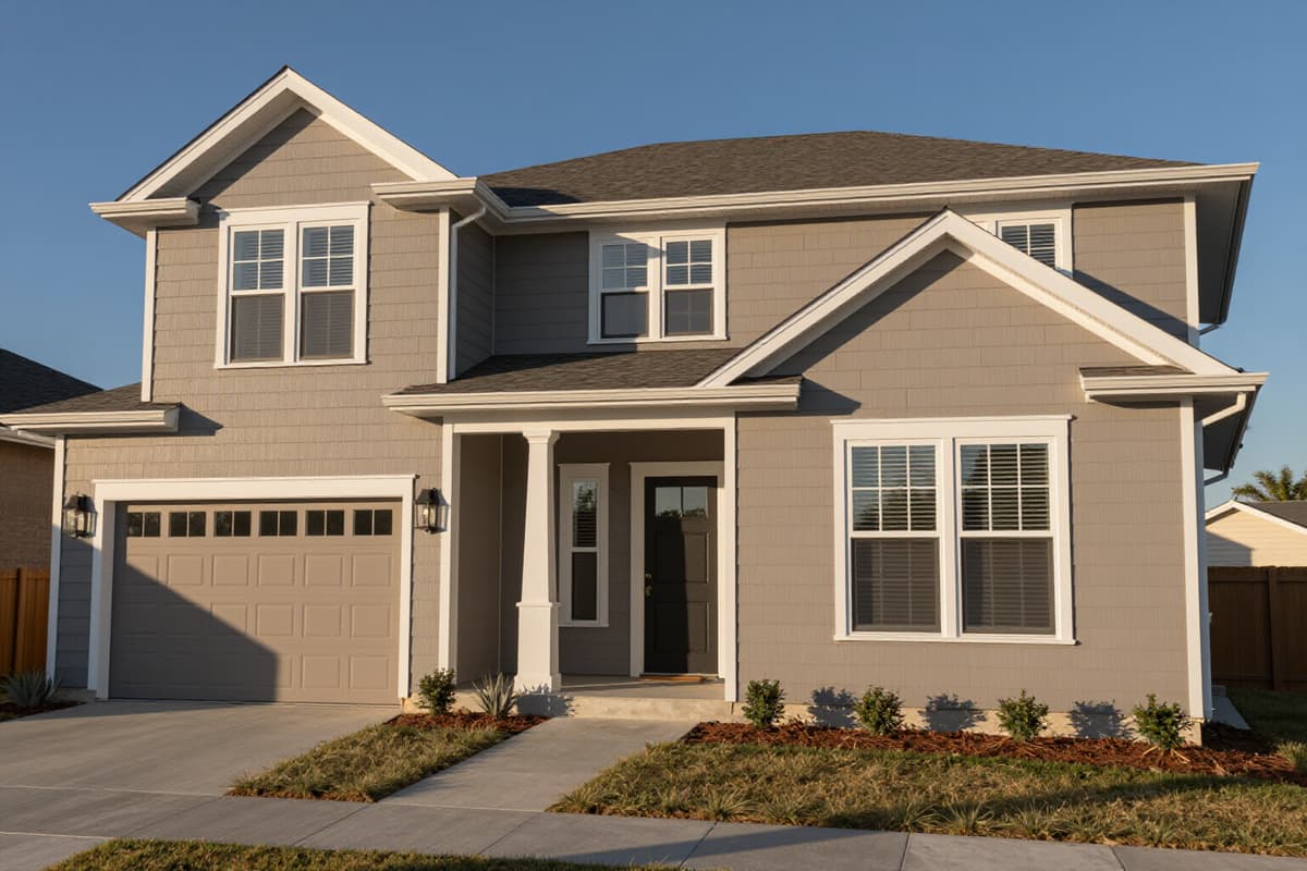 New James Hardie fiber cement siding with crisp white trim installed on a San Antonio home by Spencer Renovations