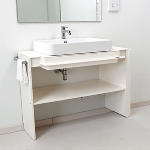Accessible Vanity in Converse, TX: A thoughtfully designed bathroom vanity with open space underneath for wheelchair access, alongside user-friendly fixtures, enhancing independence and comfort.