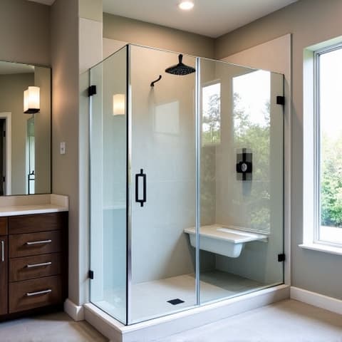 Elegant bathroom remodel in a Bulverde, TX residence, featuring a freestanding tub and a spacious walk-in shower with modern fixtures.