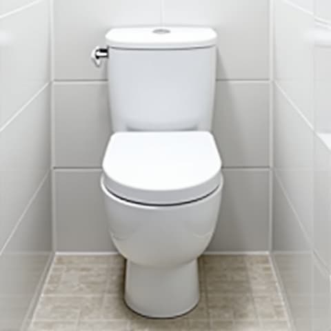Comfort Height Toilet in San Antonio Home: An ergonomically designed comfort-height toilet, making it easier for seniors to use, combined with contemporary design elements for a functional yet stylish bathroom.