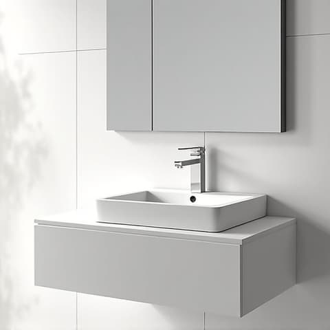 Contemporary bathroom renovation in a 1970s ranch style home, featuring a walk-in shower with modern tile, a floating vanity, and updated fixtures. This remodel focuses on clean lines and accessible design, creating a spa-like retreat that is both stylish and functional. A key upgrade for any San Antonio ranch home modernization project.