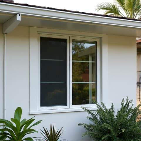 Mid-century modern Windcrest home with upgraded double hung windows. An exterior shot of a mid-century modern home in Windcrest, showcasing a sleek upgrade with new double-hung windows that maintain the home