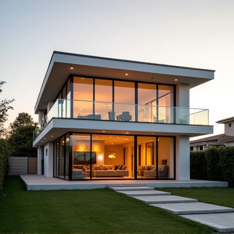 Modern second-story addition with large panoramic windows overlooking the San Antonio landscape. A contemporary second-story extension on a suburban San Antonio home, characterized by expansive windows that provide abundant natural light and scenic views of the surrounding area.