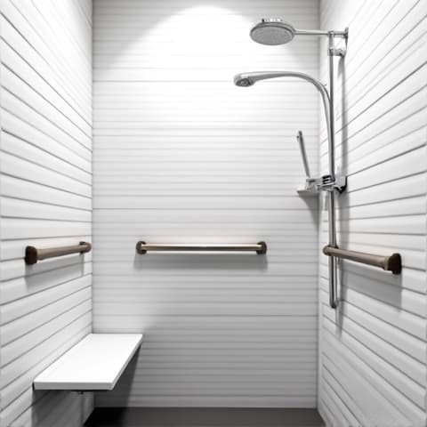 New Braunfels Bathroom Remodel with Accessibility Features. Thoughtfully designed New Braunfels bathroom remodel incorporating accessibility features such as grab bars, a low-threshold shower, and spacious layout, ensuring comfort and safety for all users.