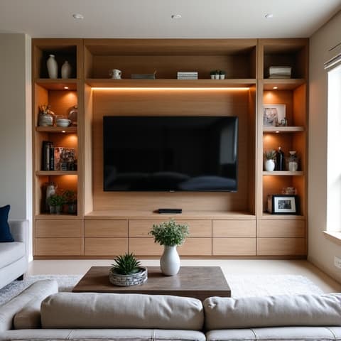 Custom built-in cabinetry enhancing a living space in a New Braunfels home.