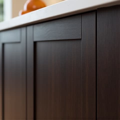 Sleek and modern gray cabinet refacing in a Timberwood Park kitchen, showcasing a minimalist design.