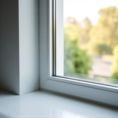 Vinyl window installation in a San Antonio home with enhanced curb appeal. The new vinyl windows offer a sleek, modern look, significantly improving the aesthetic of the property and its market value. The image showcases the durability and clean lines of the premium vinyl windows.