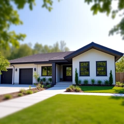 Before and After Modern Ranch Home Renovation in San Antonio. This image showcases a dramatic transformation of a 1970s ranch-style home, featuring a modern exterior with newly added windows, refreshed facade, and updated landscaping.