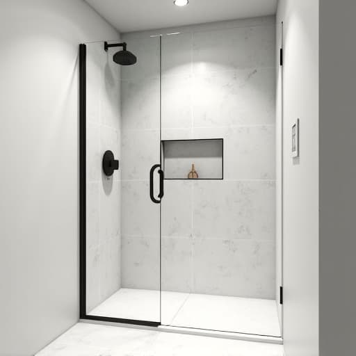 Elegant walk-in shower with modern fixtures after a tub-to-shower conversion