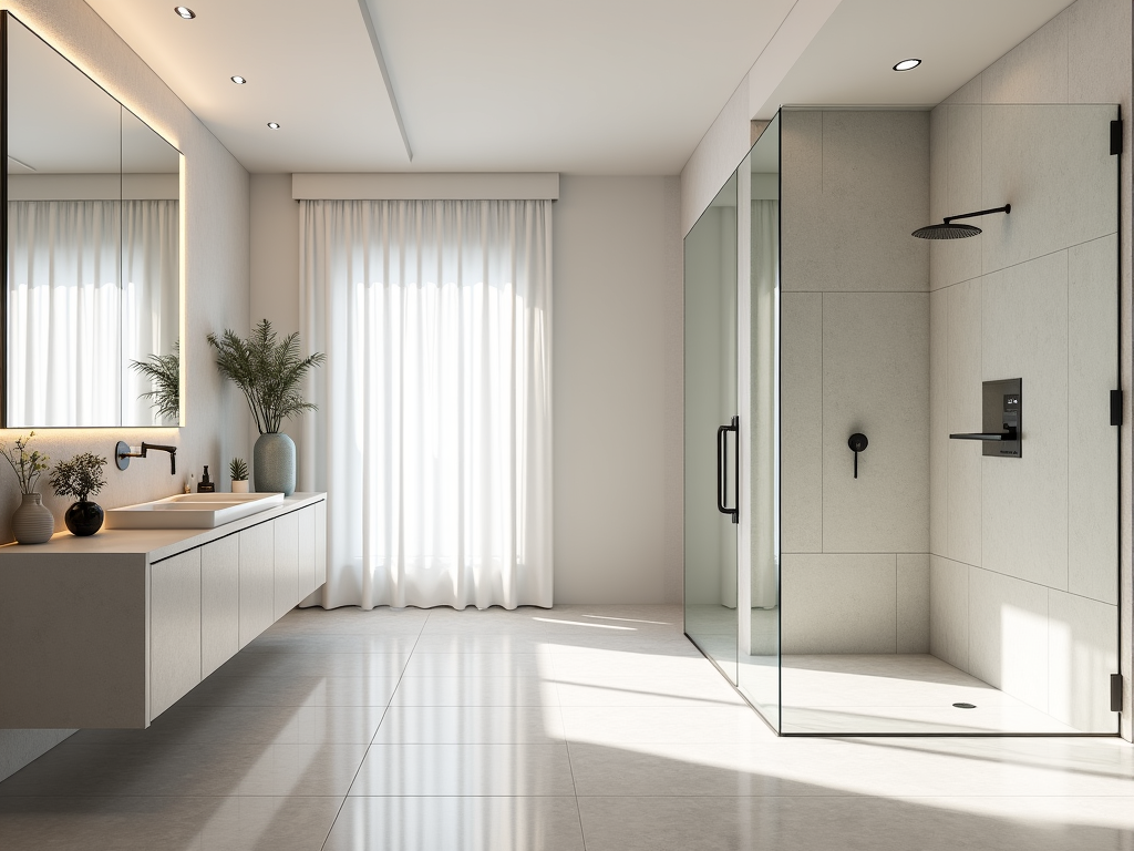 modern accessible bathroom with walk-in shower