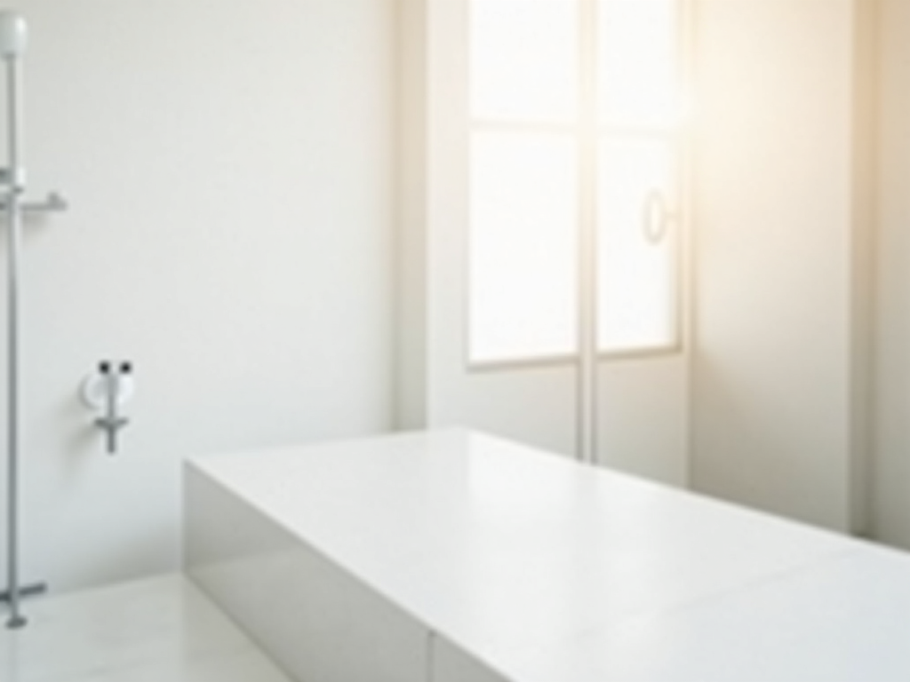 Clean modern walk-in shower with white tile