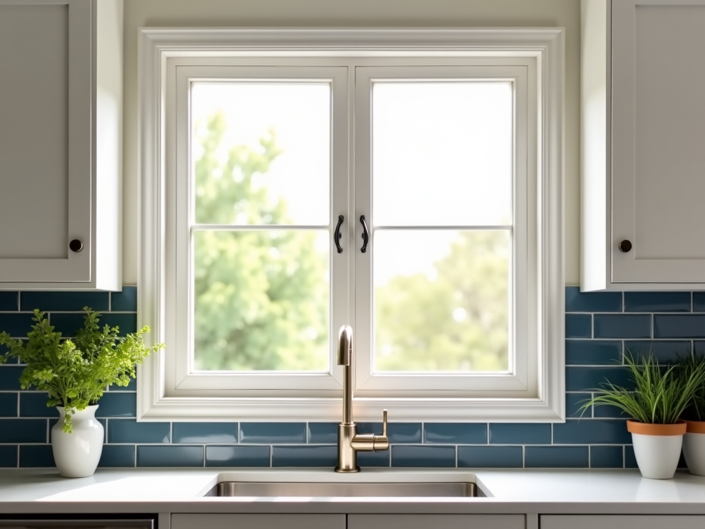 Double hung window with both sashes open allowing proper ventilation