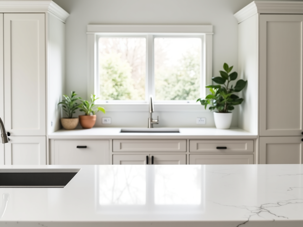 modern kitchen with custom cabinets and countertops