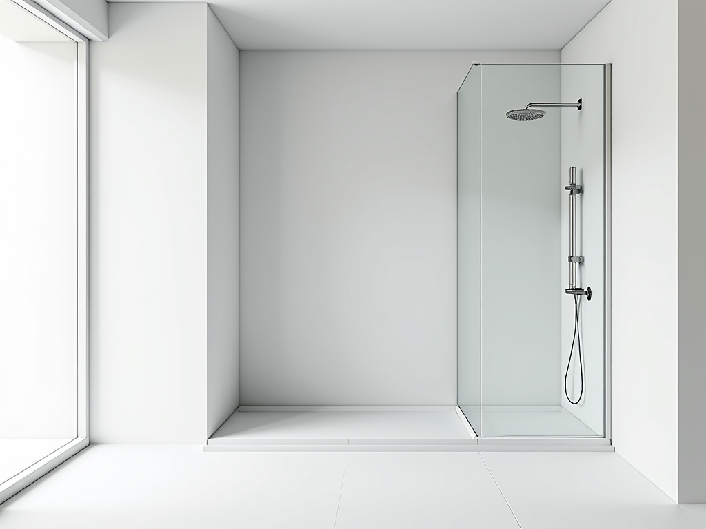 Modern finished bathroom with new shower and vanity