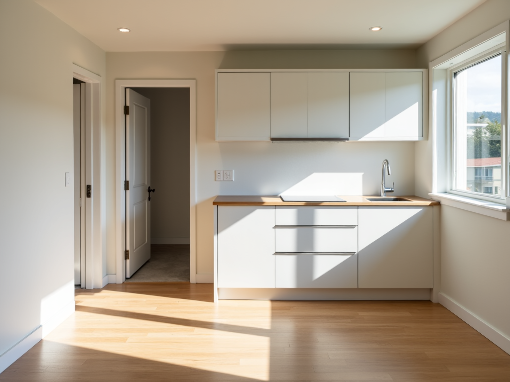 Comfortable and modern Mother-In-Law Suite with kitchenette in a San Antonio home addition.