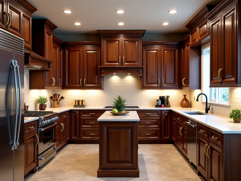 Warm traditional kitchen cabinets with custom woodworking for a Texas Hill Country home. Detailed description of a traditional kitchen featuring custom wooden cabinetry, decorative hardware, warm lighting, and a welcoming aesthetic suitable for Hill Country residences.